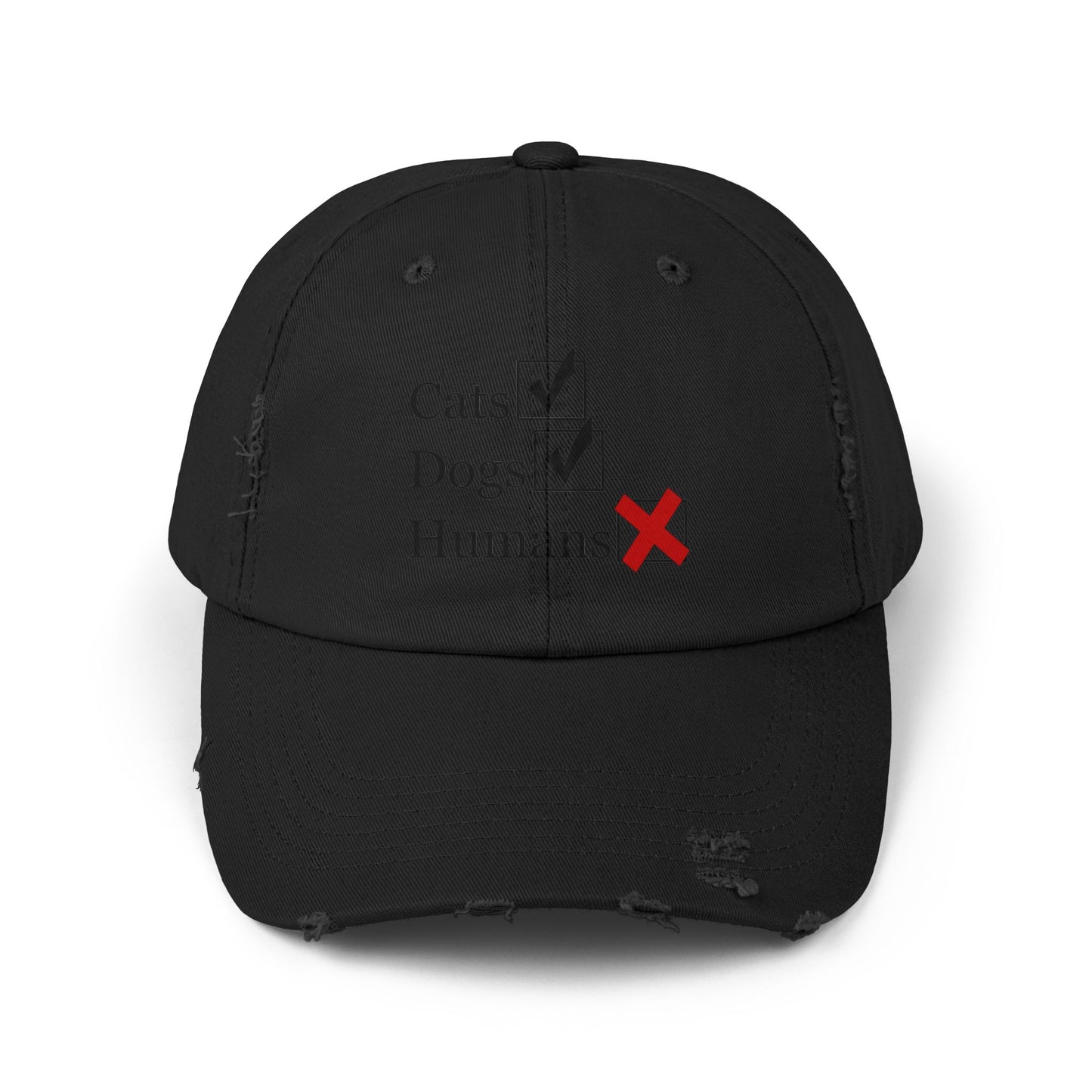 "No Humans" Distressed Cap —  Funny Truth Hat