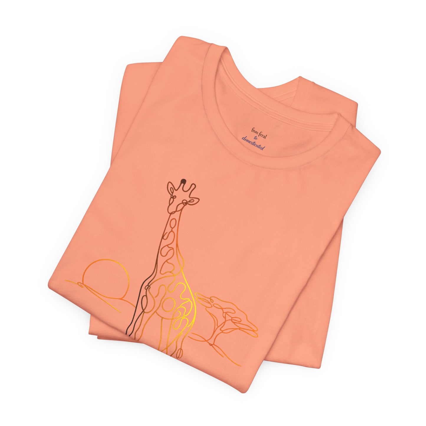 Giraffe Sunset Tee — Minimal Line Art Safari T-Shirt
