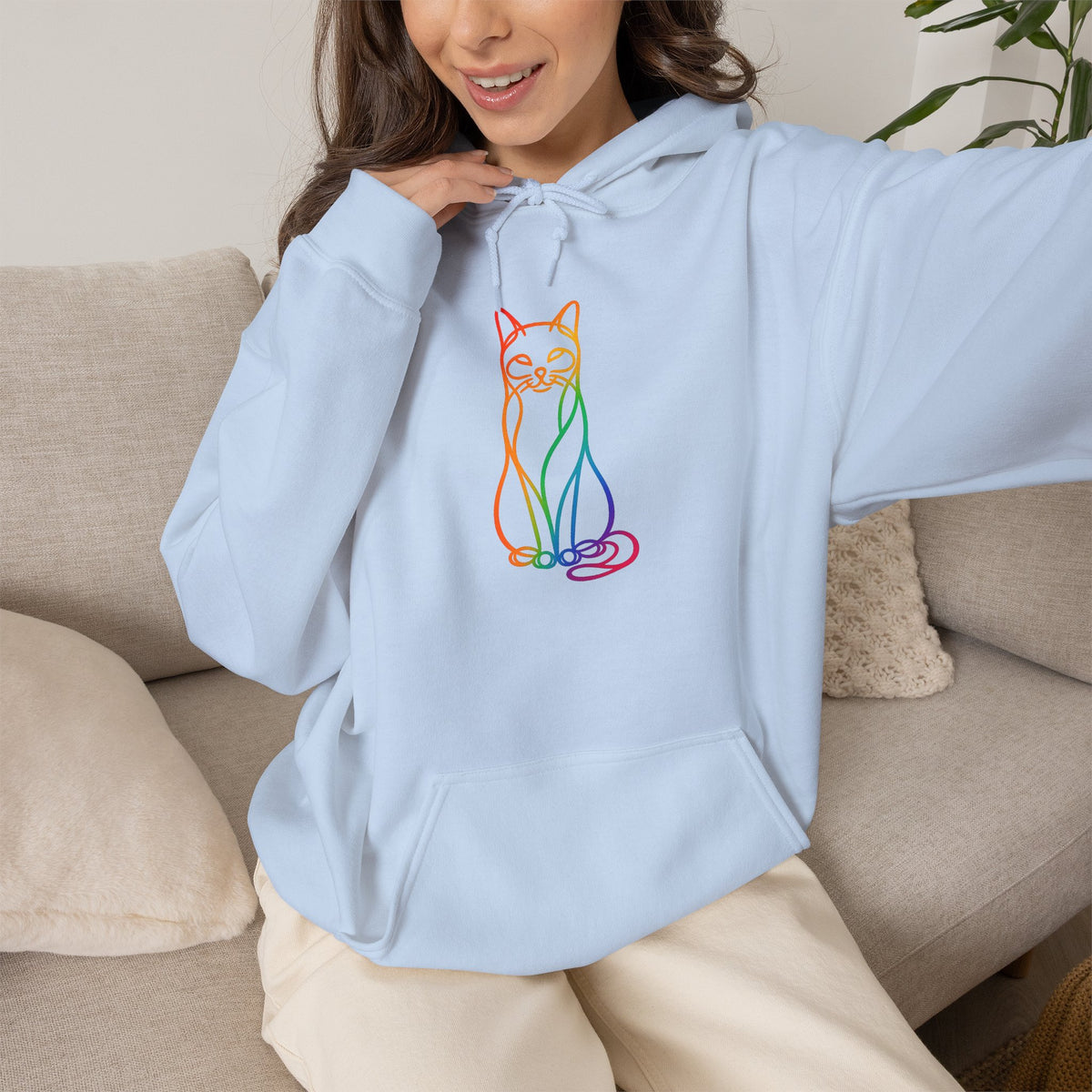 Rainbow Cat Hooded Sweatshirt