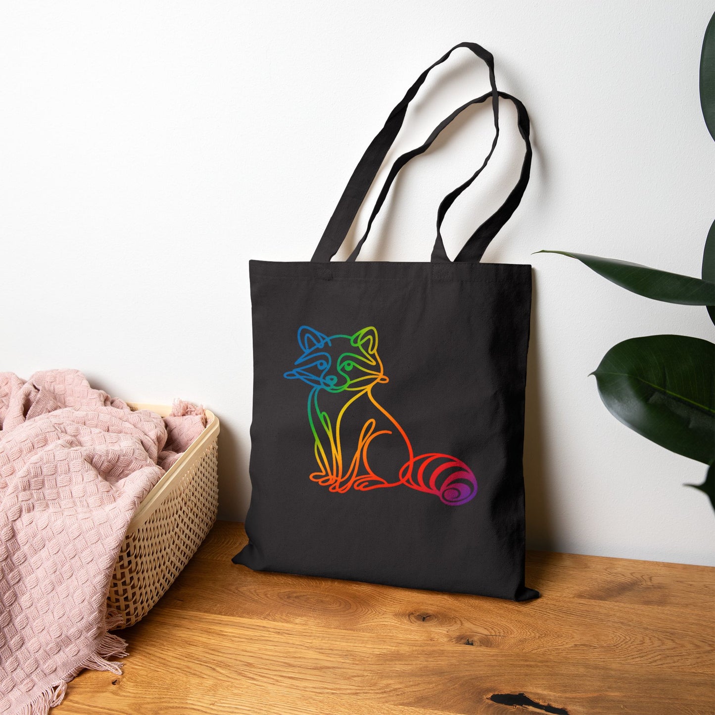 Rainbow Raccoon Tote Bag