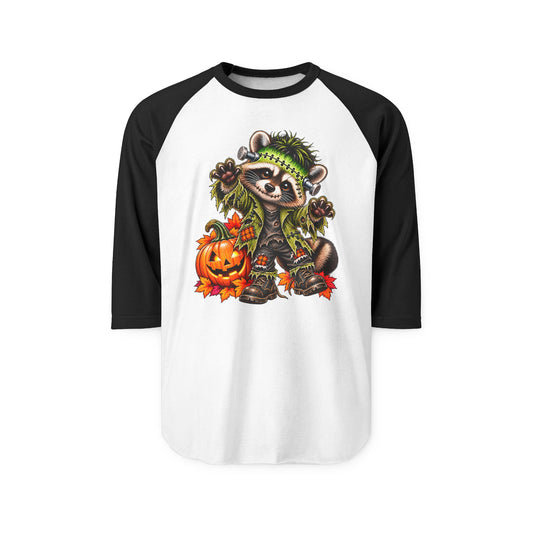Halloween Frankenstein Raccoon Raglan Baseball Shirt