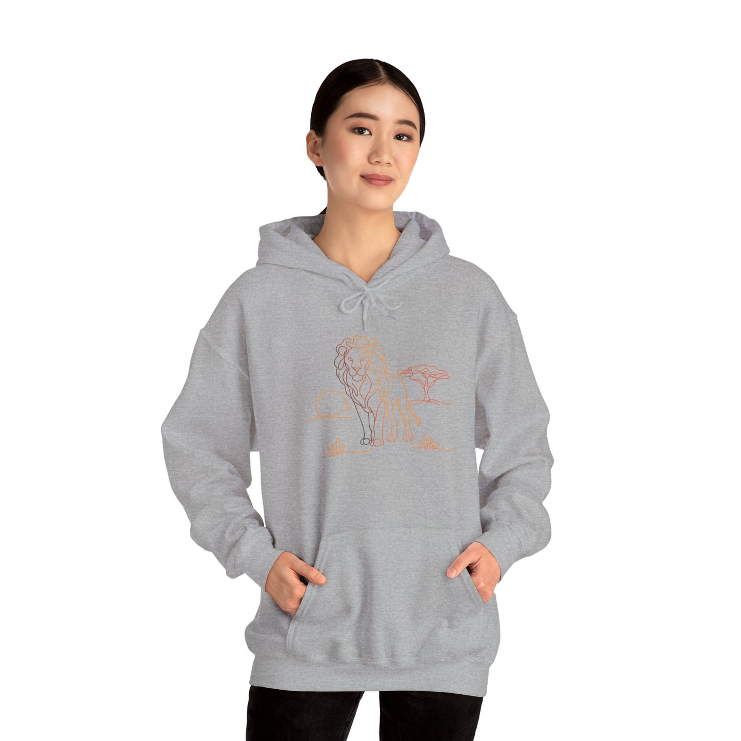 Lion Line Art Hoodie — Minimal Safari Sweatshirt