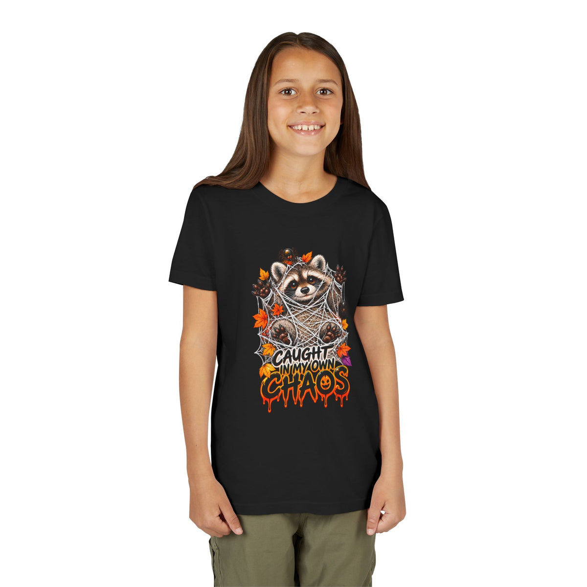 Caught Raccoon Youth Tee — Raccoon Kids Tshirt