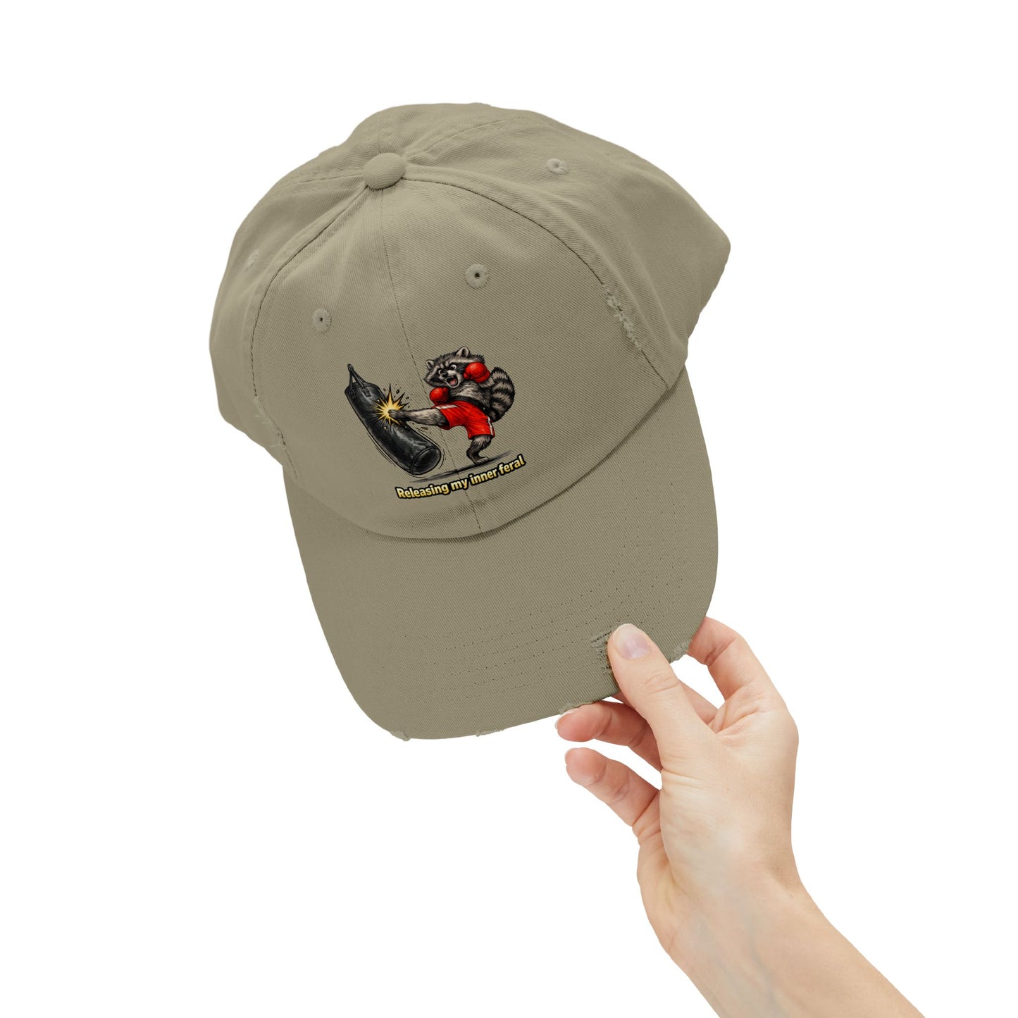 Inner Feral Distressed Cap — Raccoon Mom/Dad Funny Dad Hat