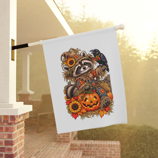 Scarecrow Raccoon Garden Flag