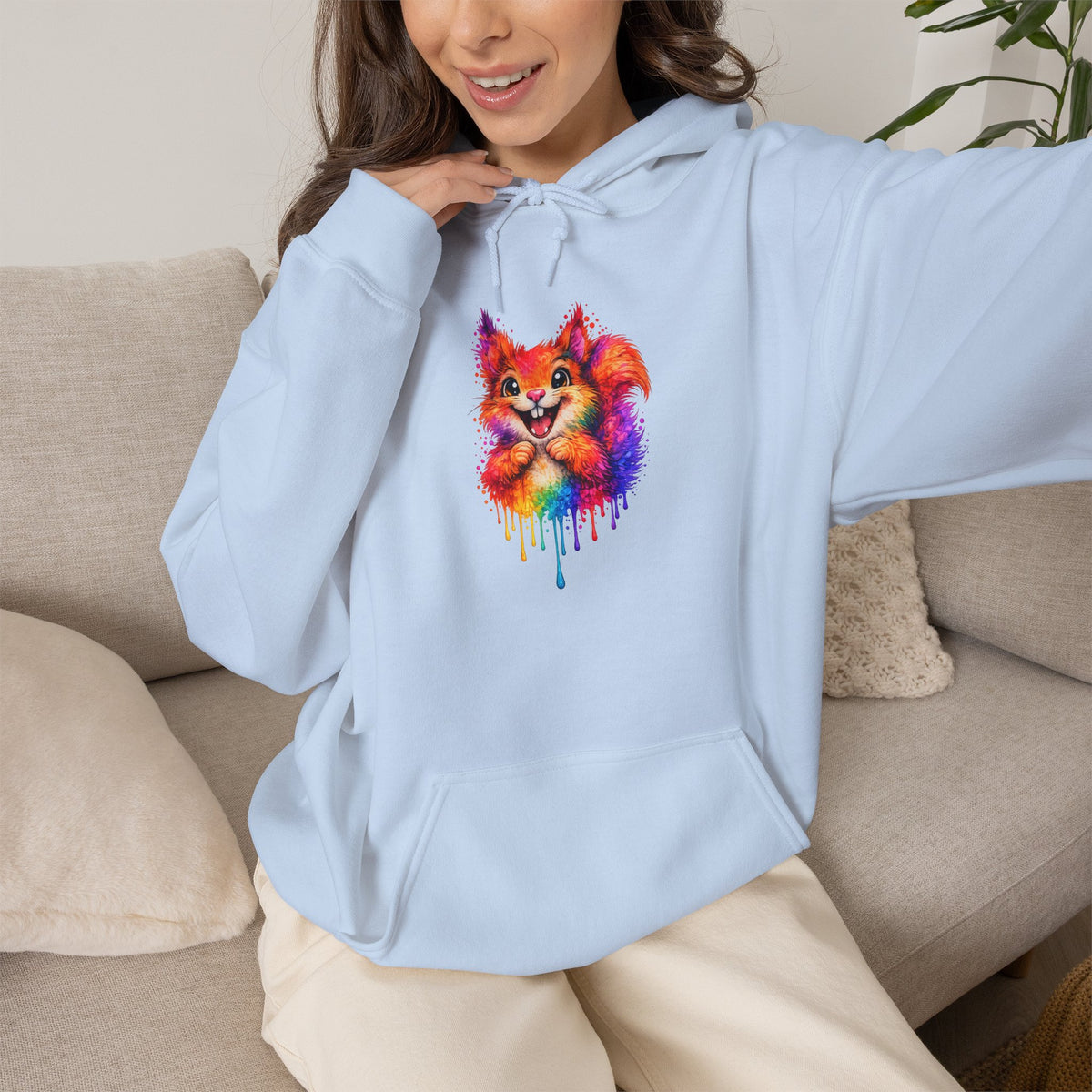Watercolor Squirrel Hooded Sweatshirt