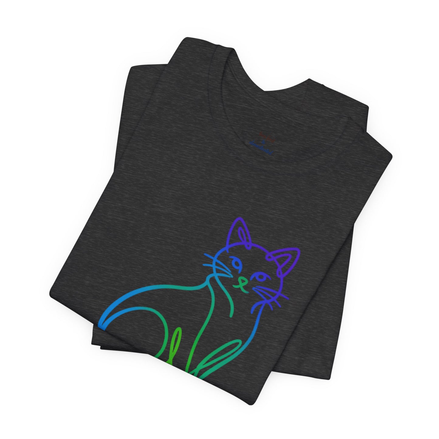 Colorful Line-Work Sitting Cat T-Shirt