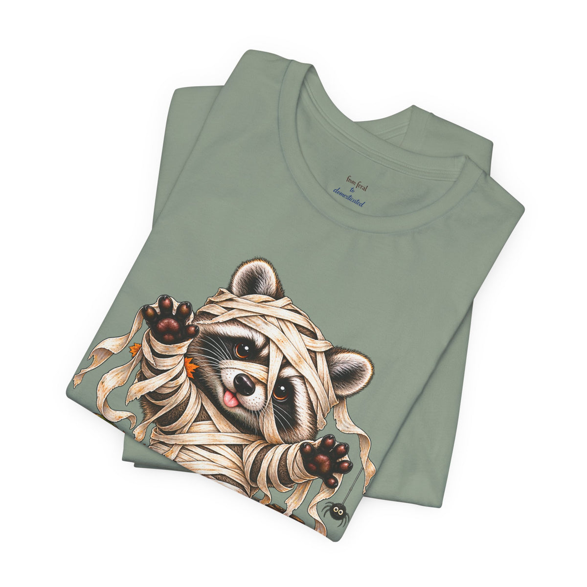 Halloween Mummy Raccoon and Black Cat T-Shirt