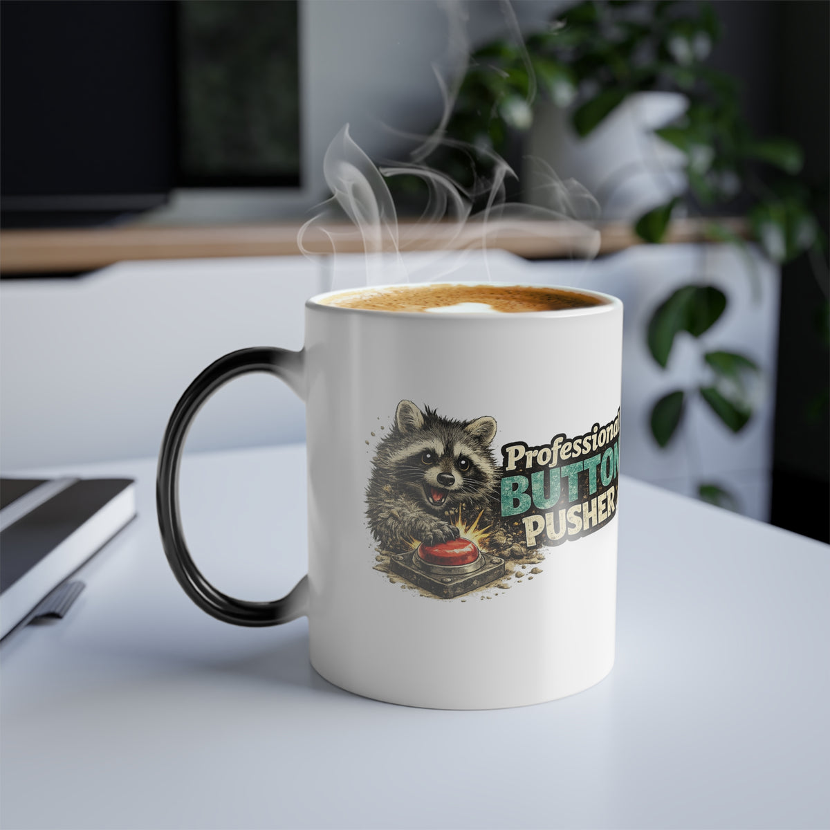 Button Pusher Raccoon Color-Changing Mug  11 oz