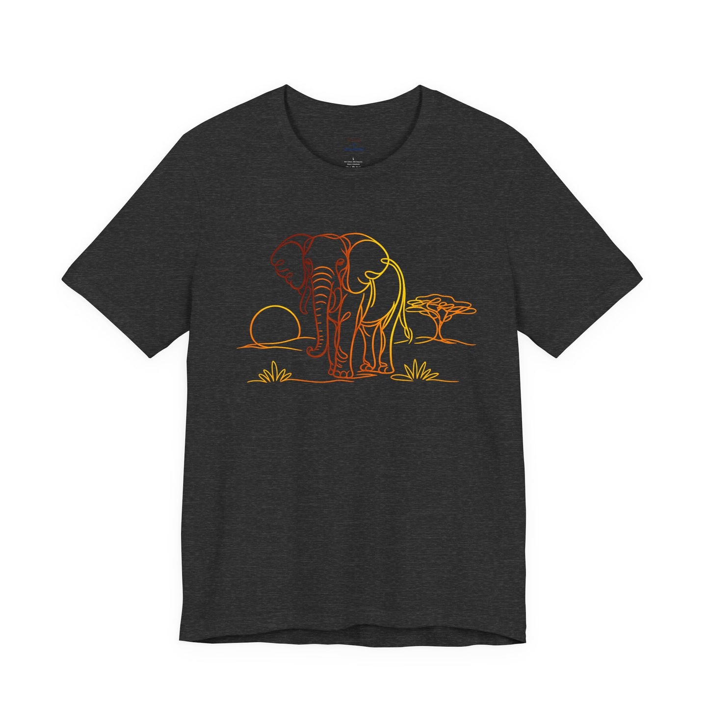 Elephant Sunset Tee — Minimal Line Art Safari T-Shirt