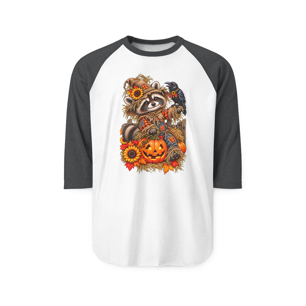 Scarecrow Raccoon Raglan Baseball Shirt