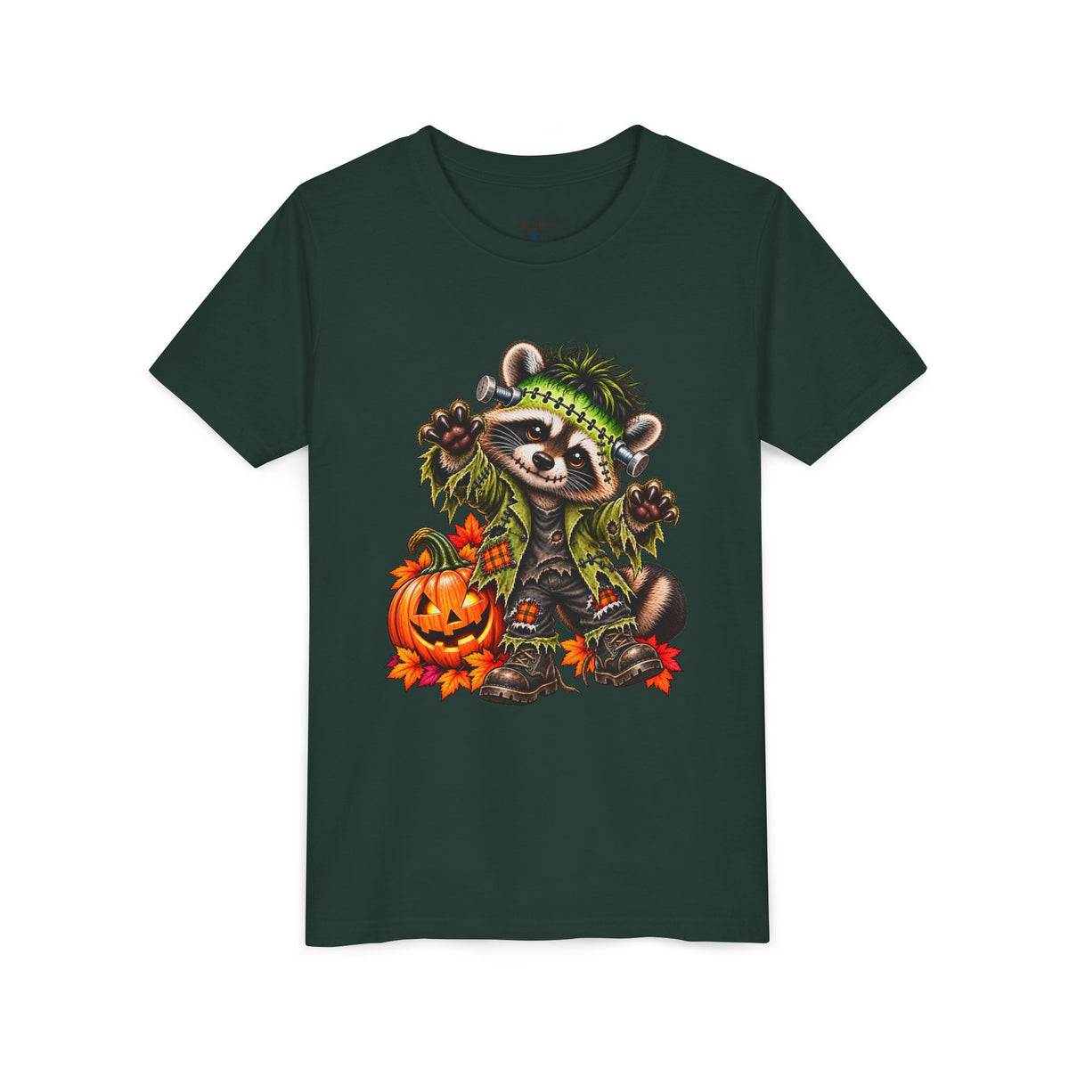 Halloween Youth Tee — Frankenstein Raccoon Kids Tshirt