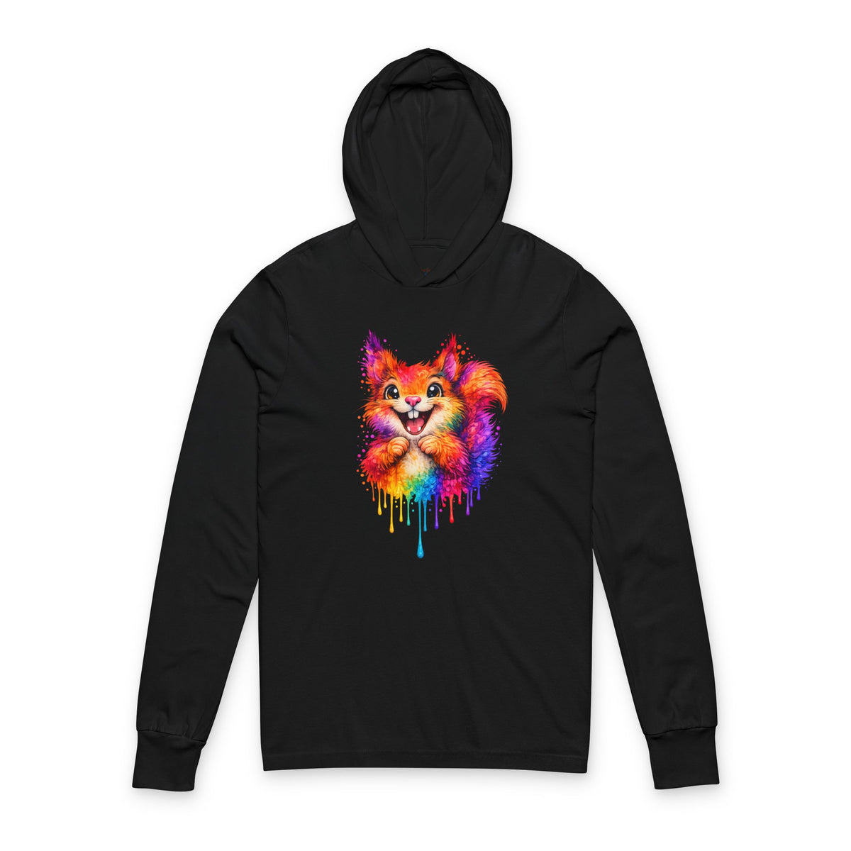 Watercolor Squirrel Hooded Long Sleeve T-Shirt