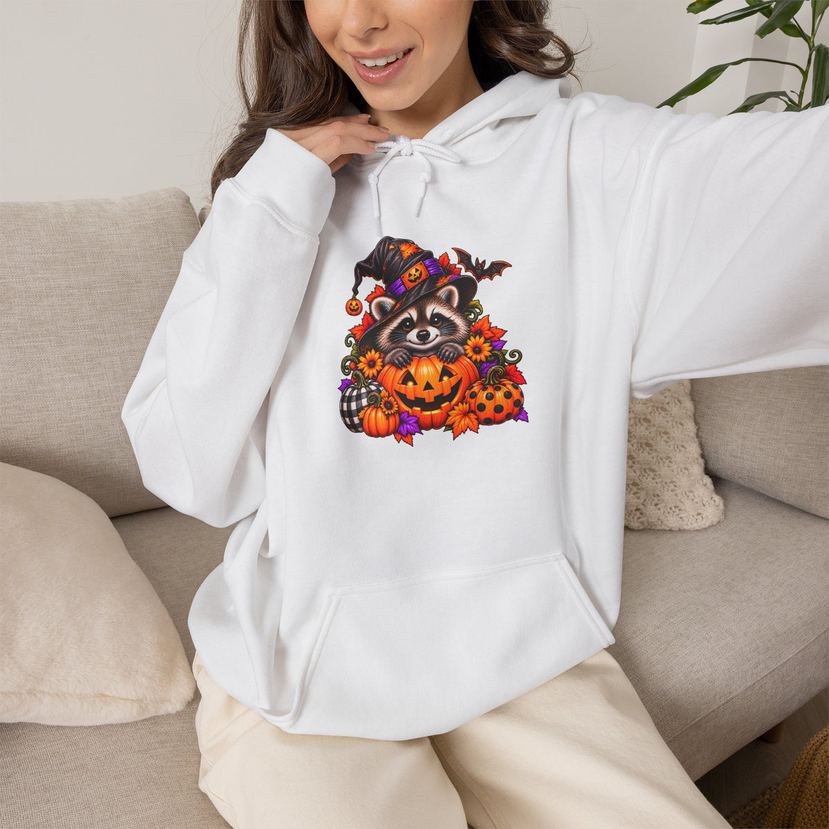 Halloween Raccoon Hooded Sweatshirt