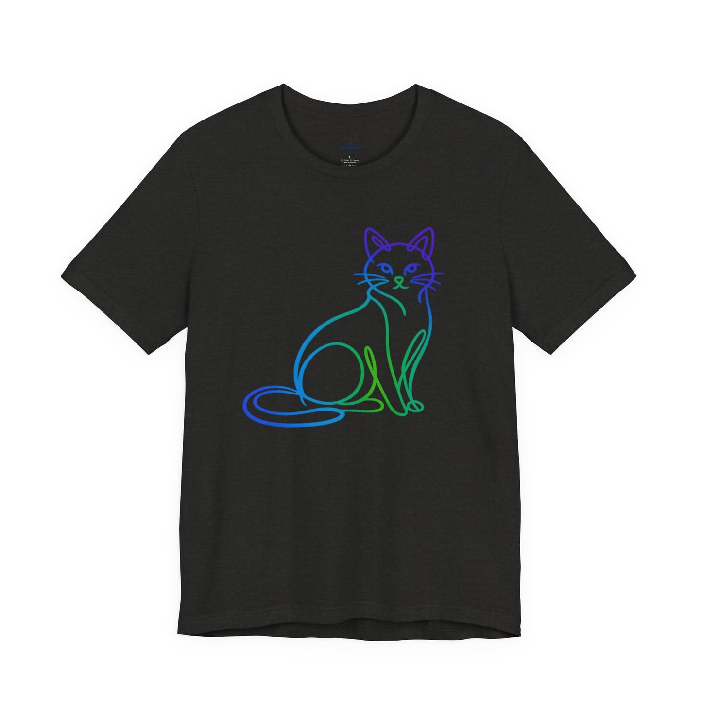 Colorful Line-Work Sitting Cat T-Shirt