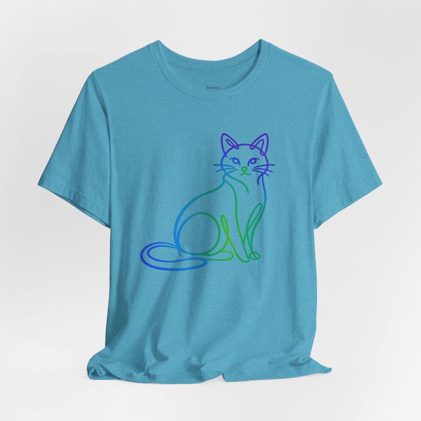 Colorful Line-Work Sitting Cat T-Shirt