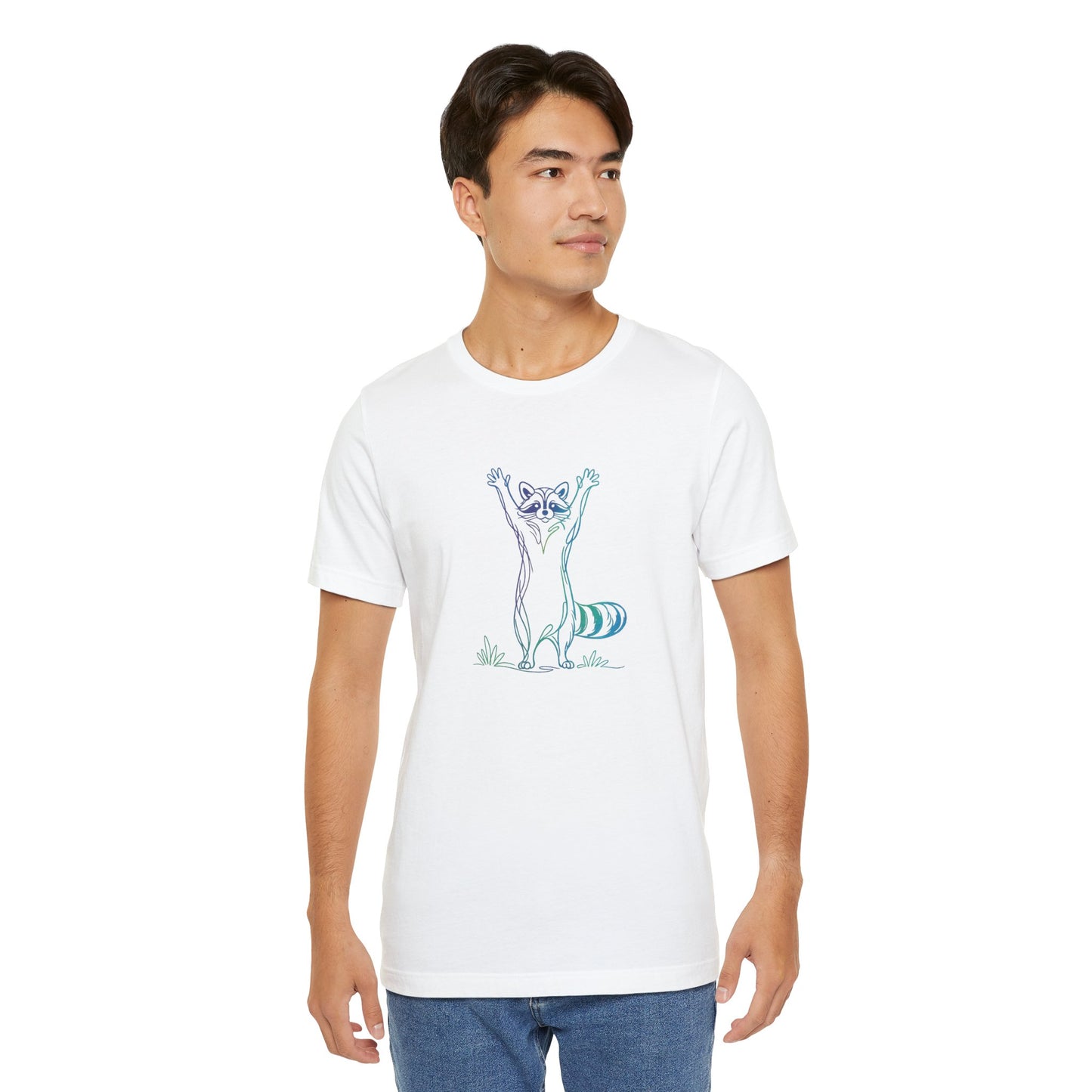 Raccoon Tee — Minimal Line Raccoon Scenic Graphic T-Shirt