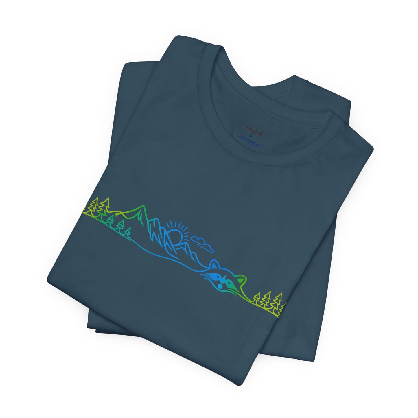 Raccoon Tee — Minimal Line Raccoon Scenic Graphic T-Shirt