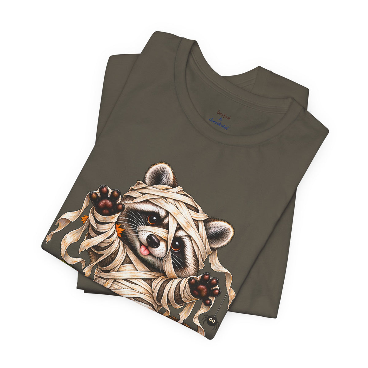 Halloween Mummy Raccoon and Black Cat T-Shirt