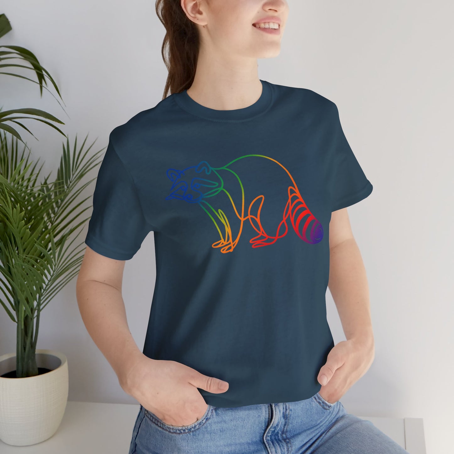 Raccoon Tee — Minimal Line Raccoon Scenic Graphic T-Shirt