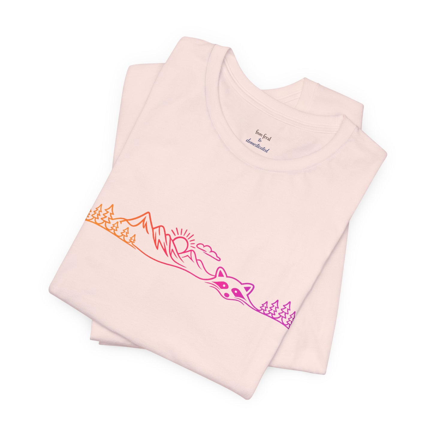 Raccoon Tee — Minimal Line Raccoon Scenic Graphic T-Shirt