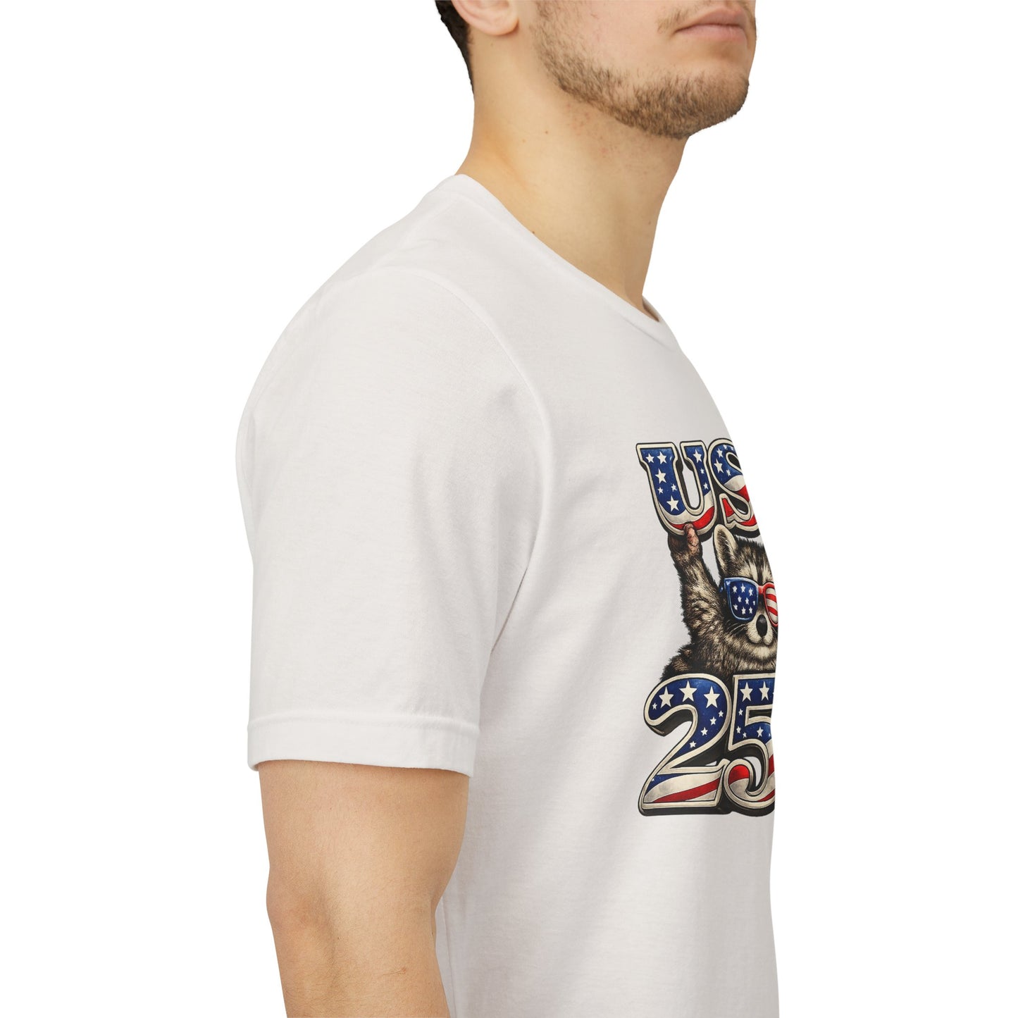 Patriot Raccoon 250th Anniversary T-Shirt — 4th of July Fireworks Flag Tee