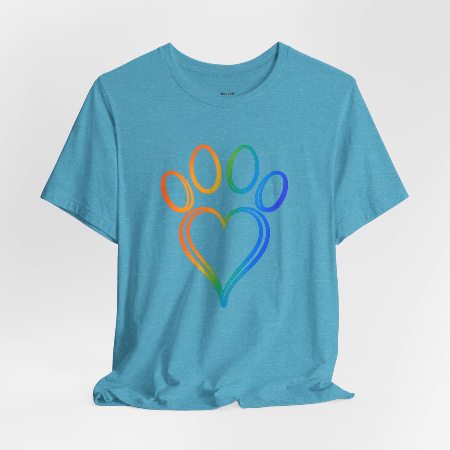 Heart/Paw Colorful Line-Work T-Shirt