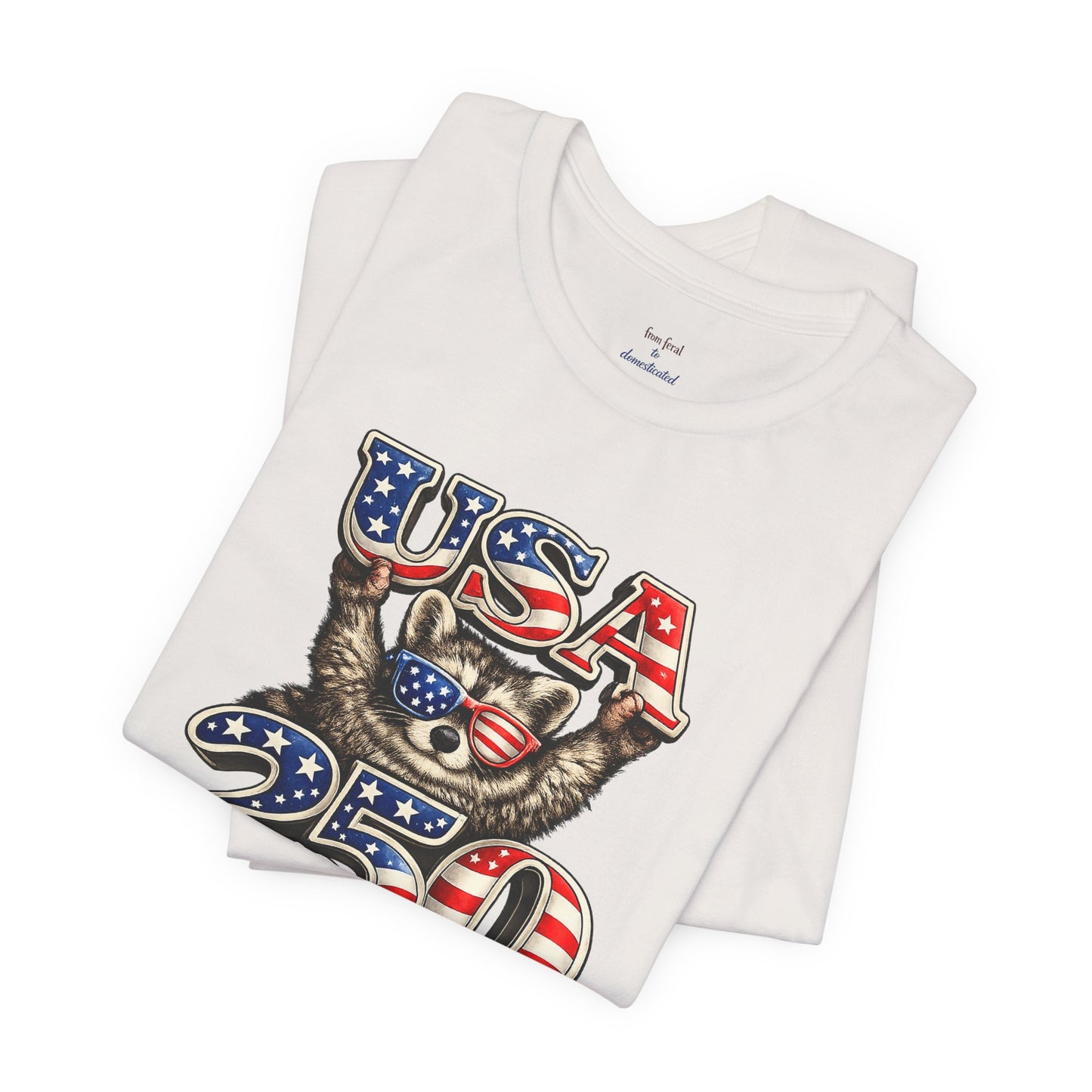 Patriot Raccoon 250th Anniversary T-Shirt — 4th of July Fireworks Flag Tee