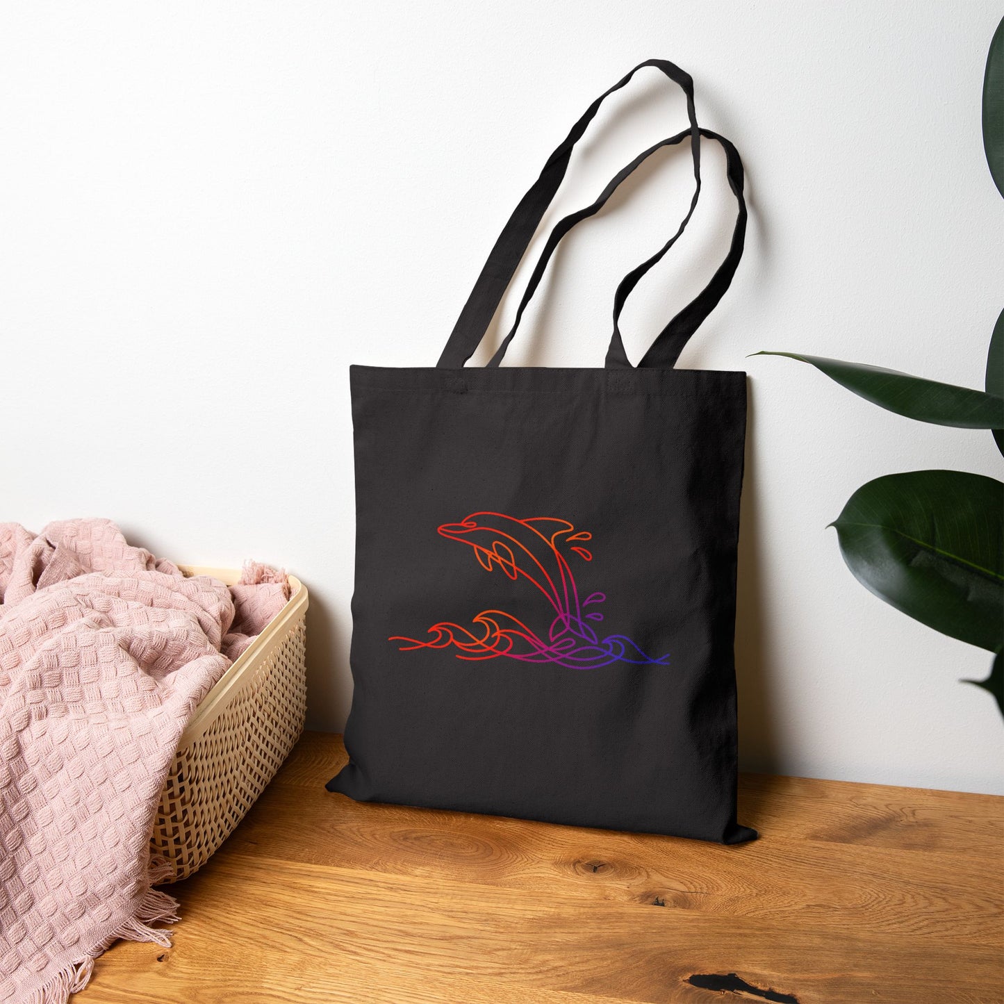 Sunset Splashing Dolphin Tote Bag