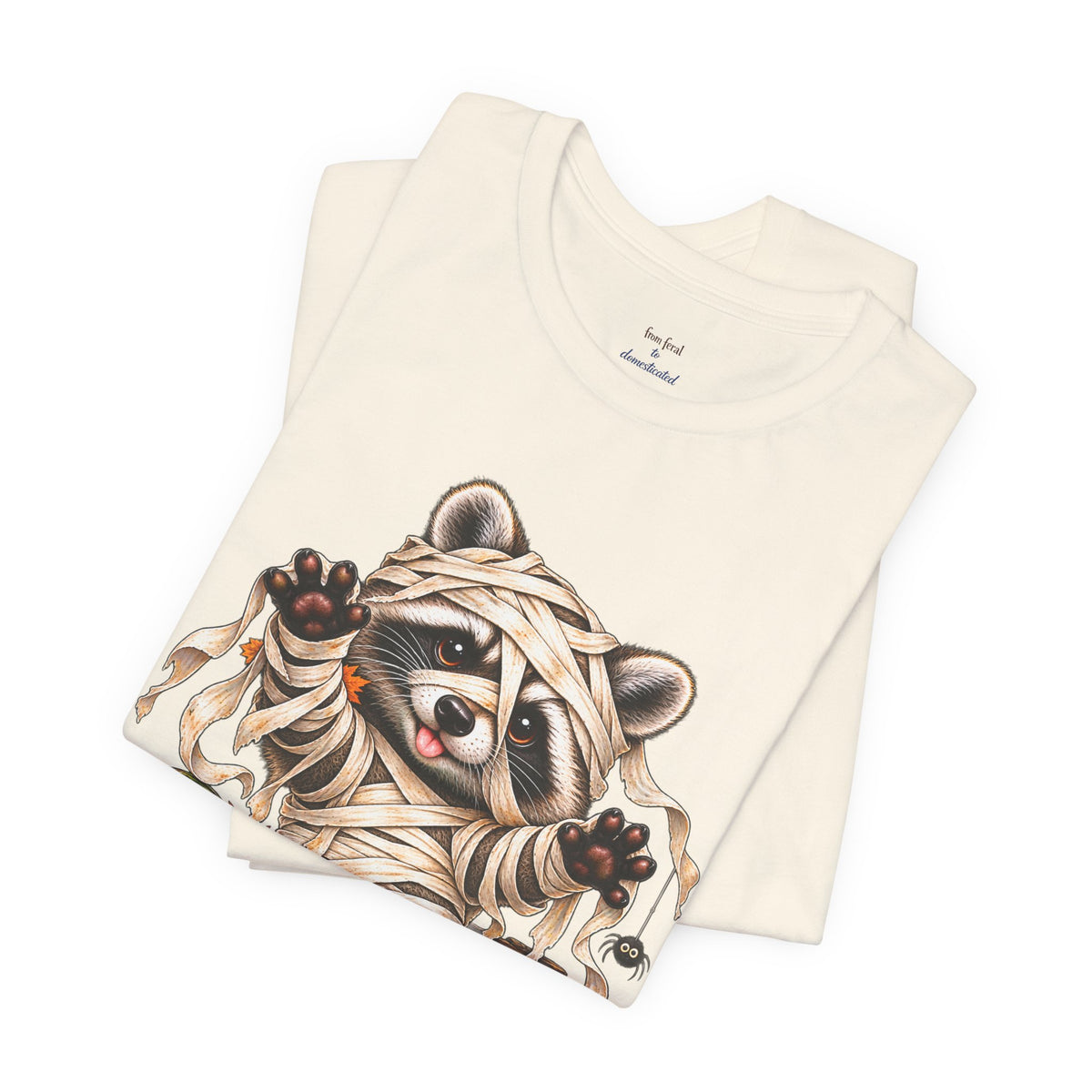 Halloween Mummy Raccoon and Black Cat T-Shirt