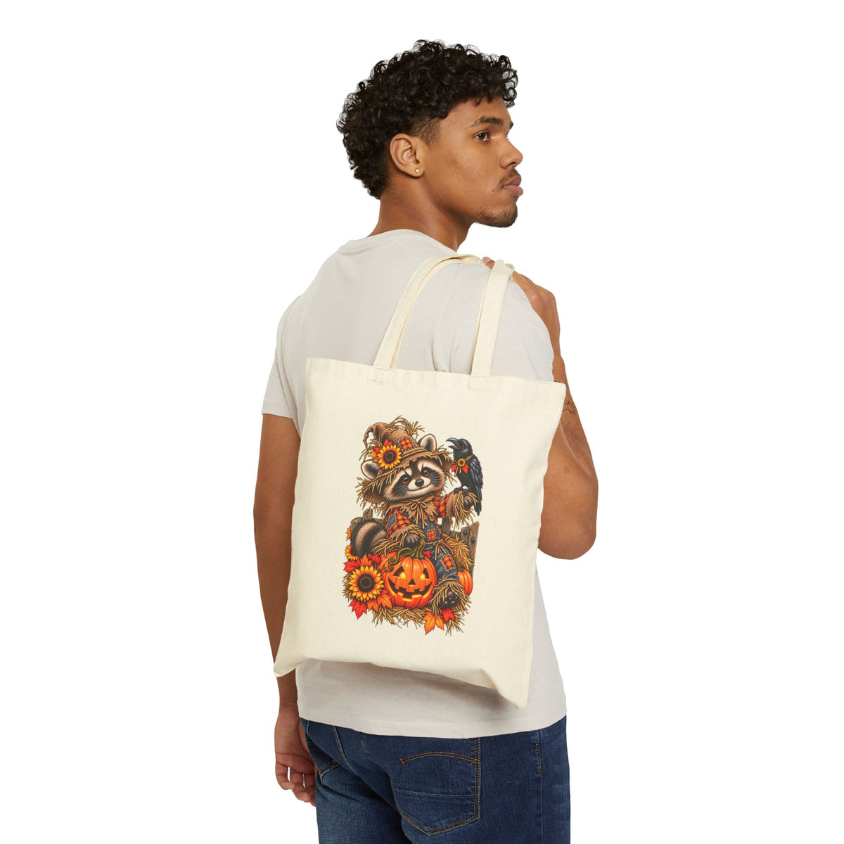 Scarecrow Raccoon Tote Bag