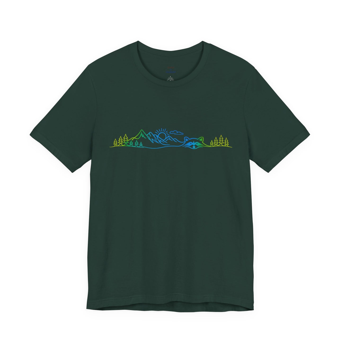 Raccoon Tee — Minimal Line Raccoon Scenic Graphic T-Shirt