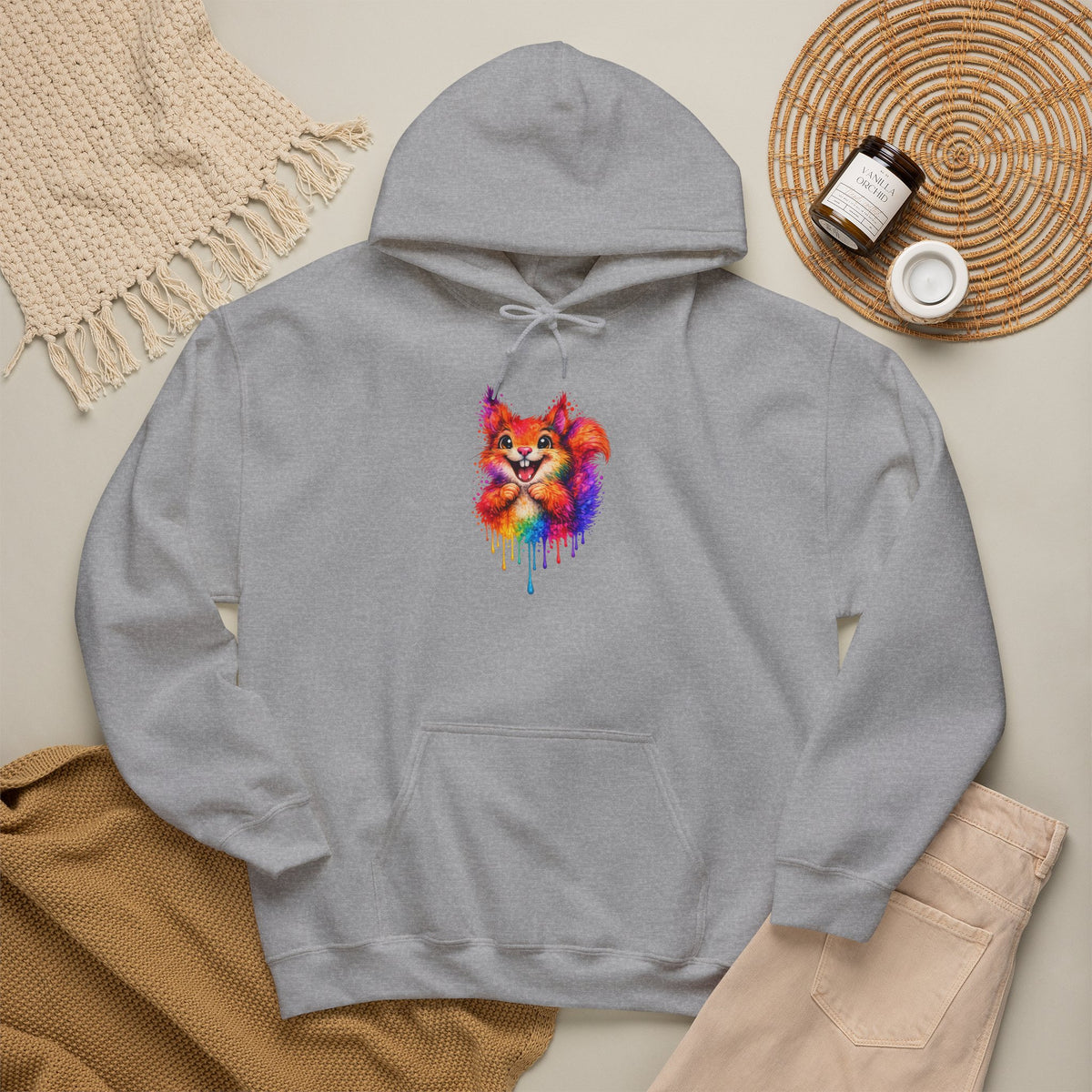 Watercolor Squirrel Hooded Sweatshirt