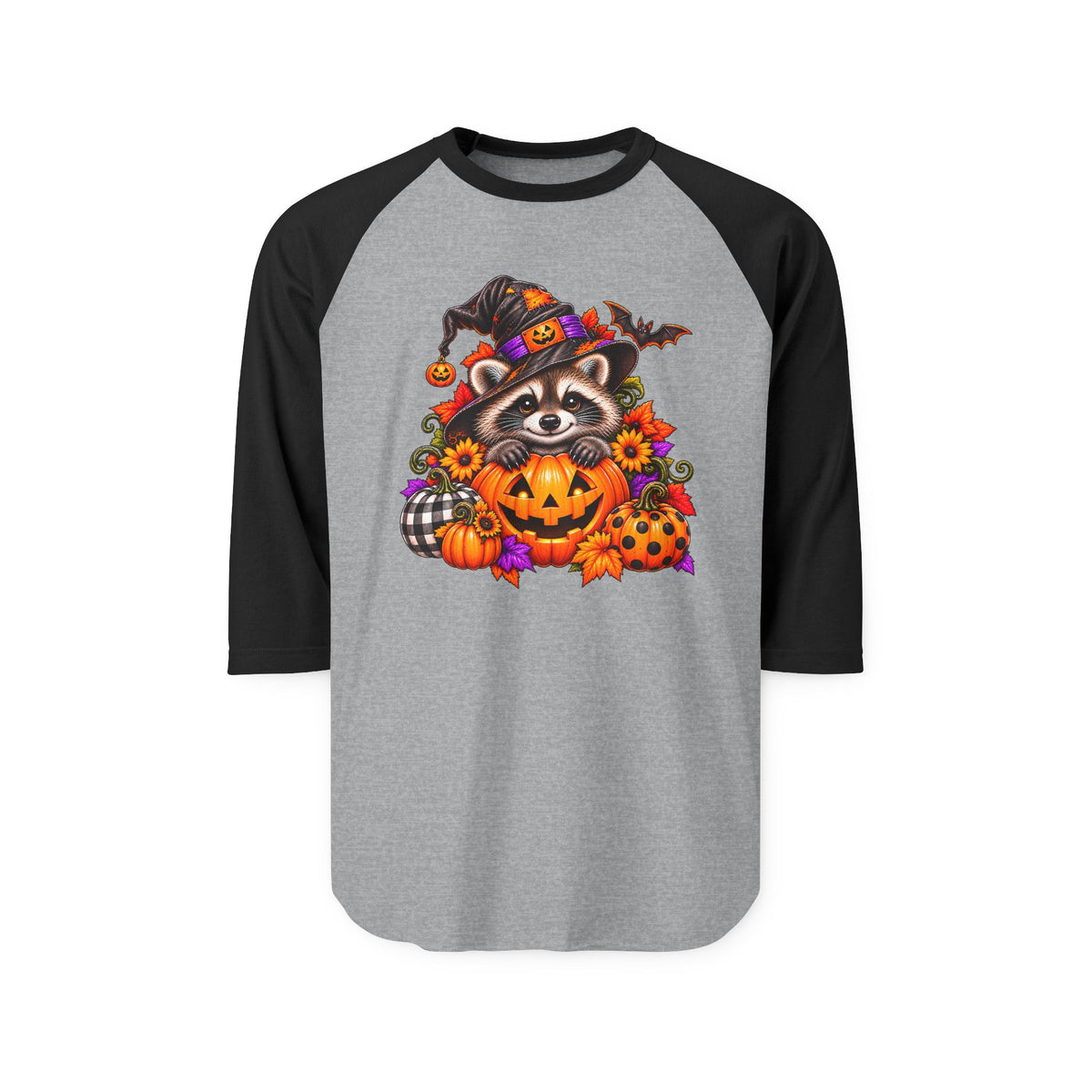 Halloween Raccoon Raglan Baseball Shirt