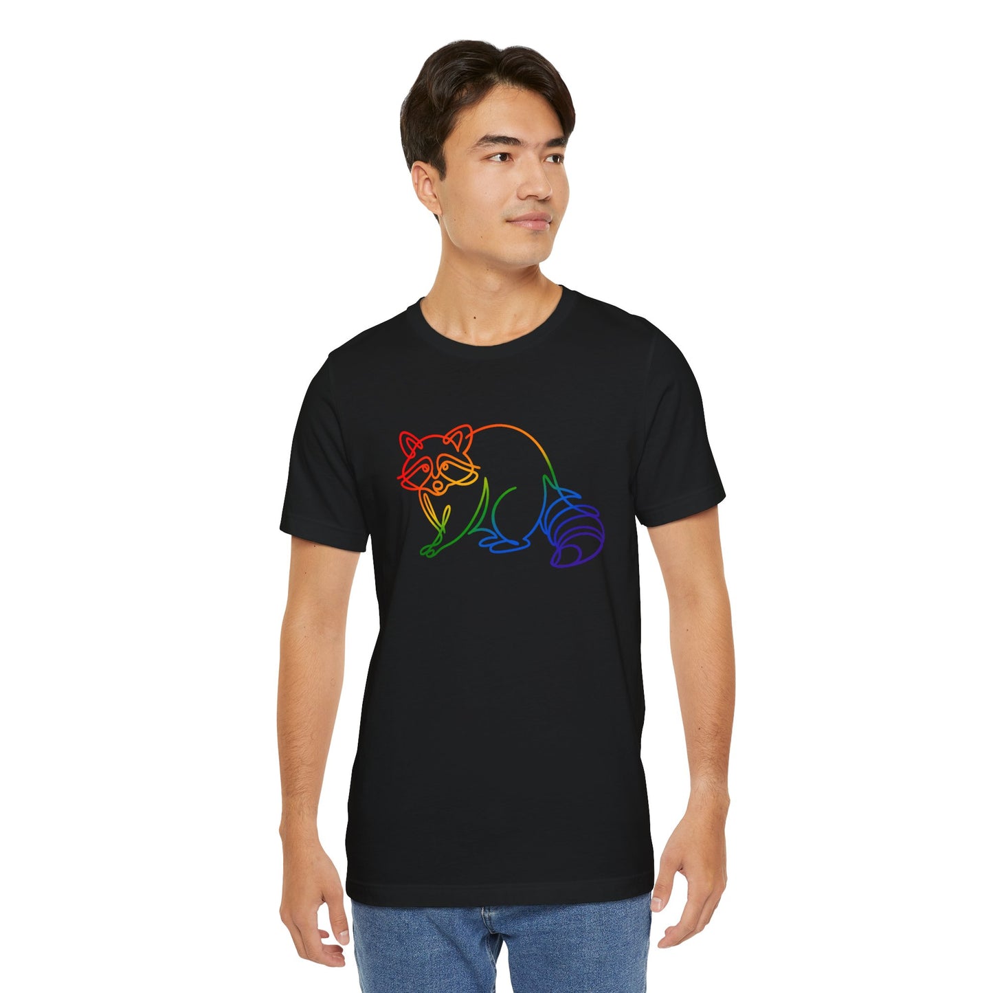 Raccoon Tee — Minimal Line Raccoon Scenic Graphic T-Shirt