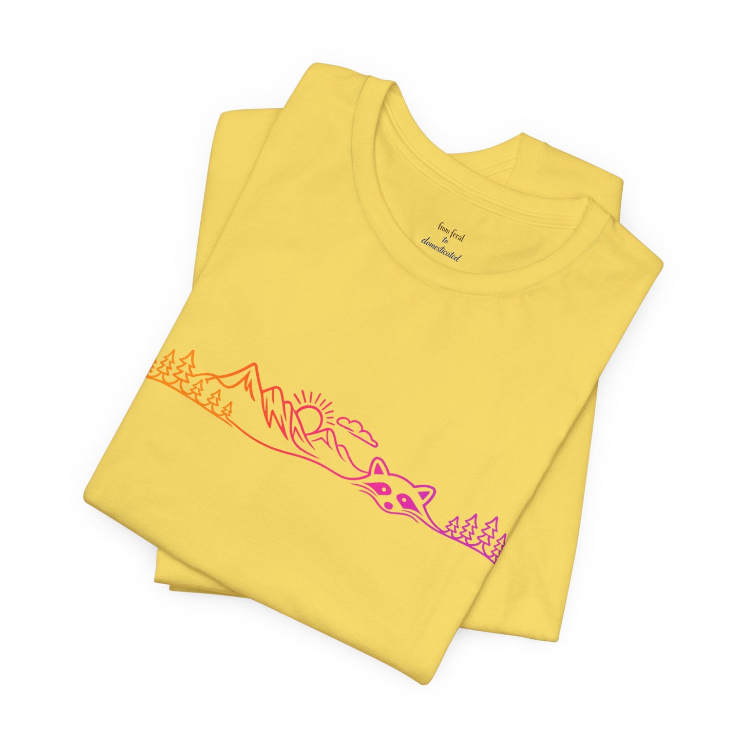 Raccoon Tee — Minimal Line Raccoon Scenic Graphic T-Shirt