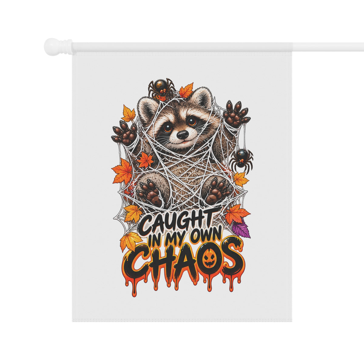 Caught Raccoon Garden Flag