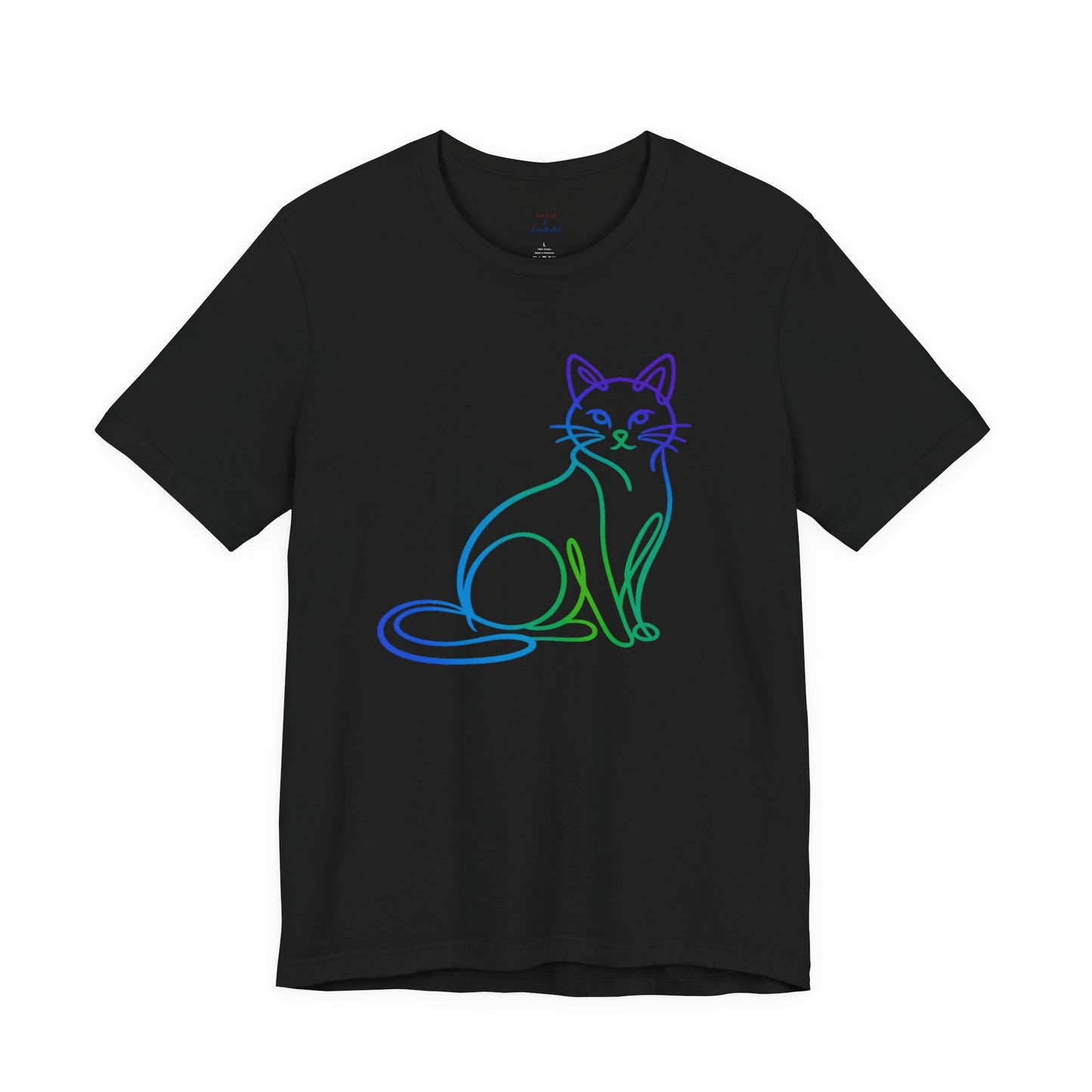 Colorful Line-Work Sitting Cat T-Shirt