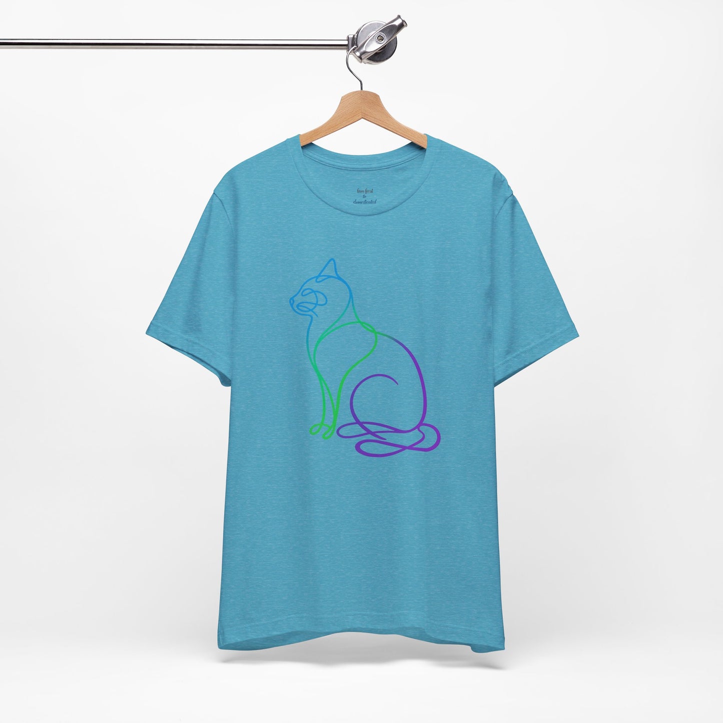 Colorful Line | Work Sitting Cat T-Shirt