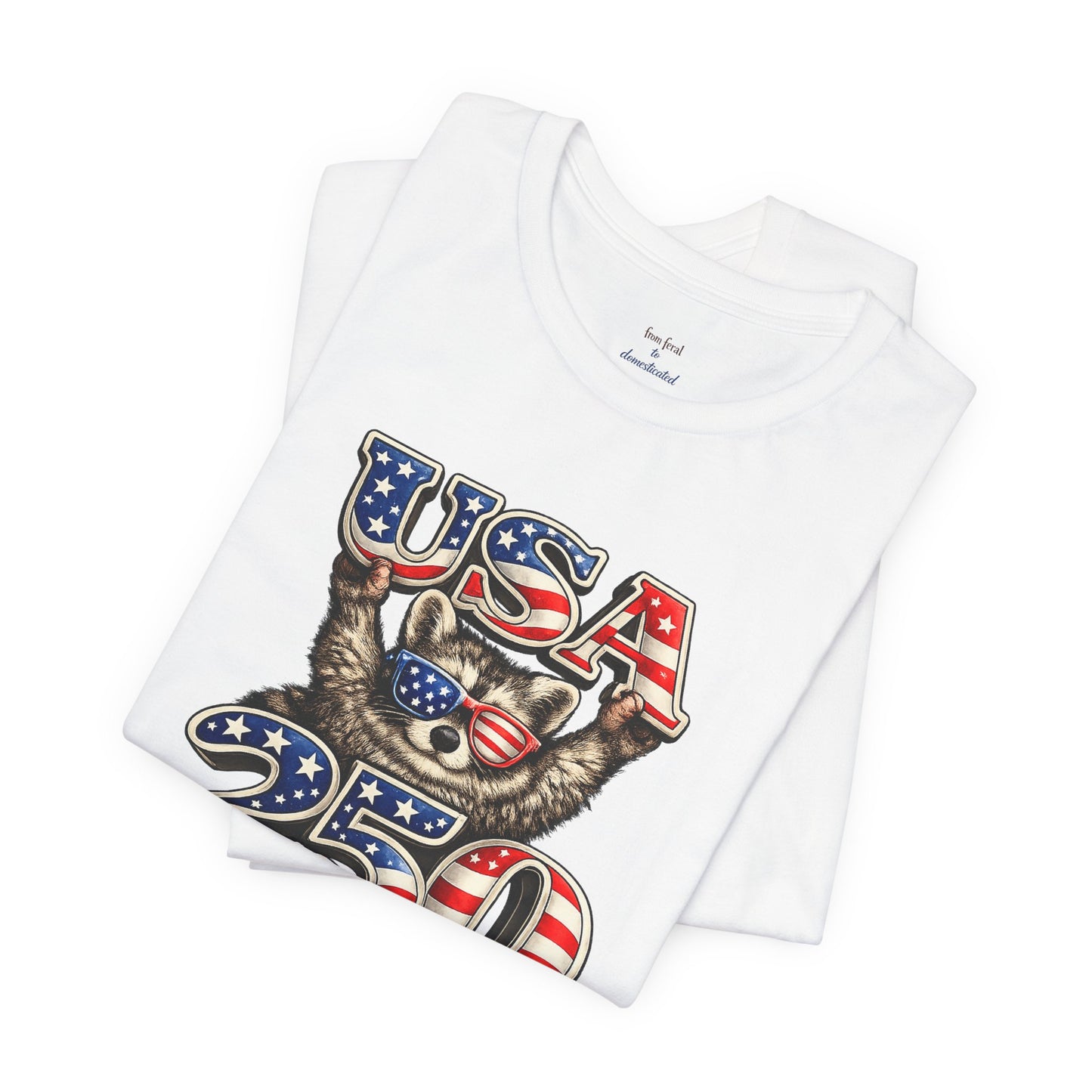 Patriot Raccoon 250th Anniversary T-Shirt — 4th of July Fireworks Flag Tee