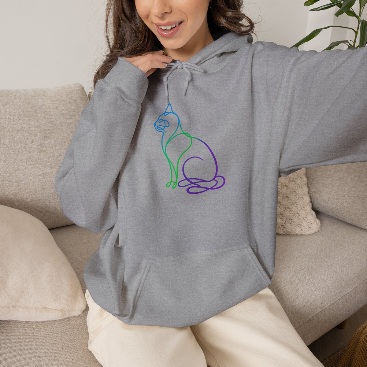 Northern Lights Cat Hooded Sweatshirt