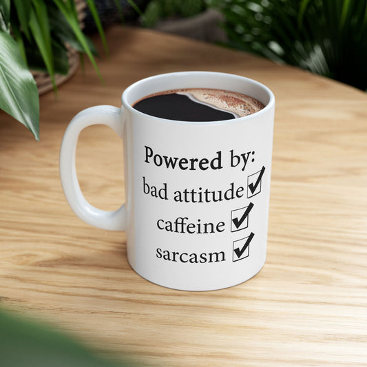 "Powered By" Ceramic Mug  (11oz & 15oz)