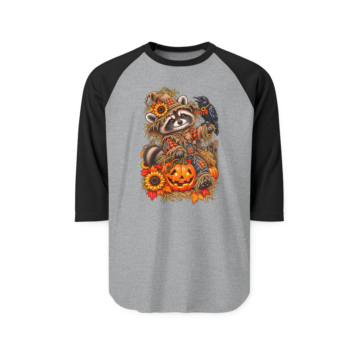 Scarecrow Raccoon Raglan Baseball Shirt