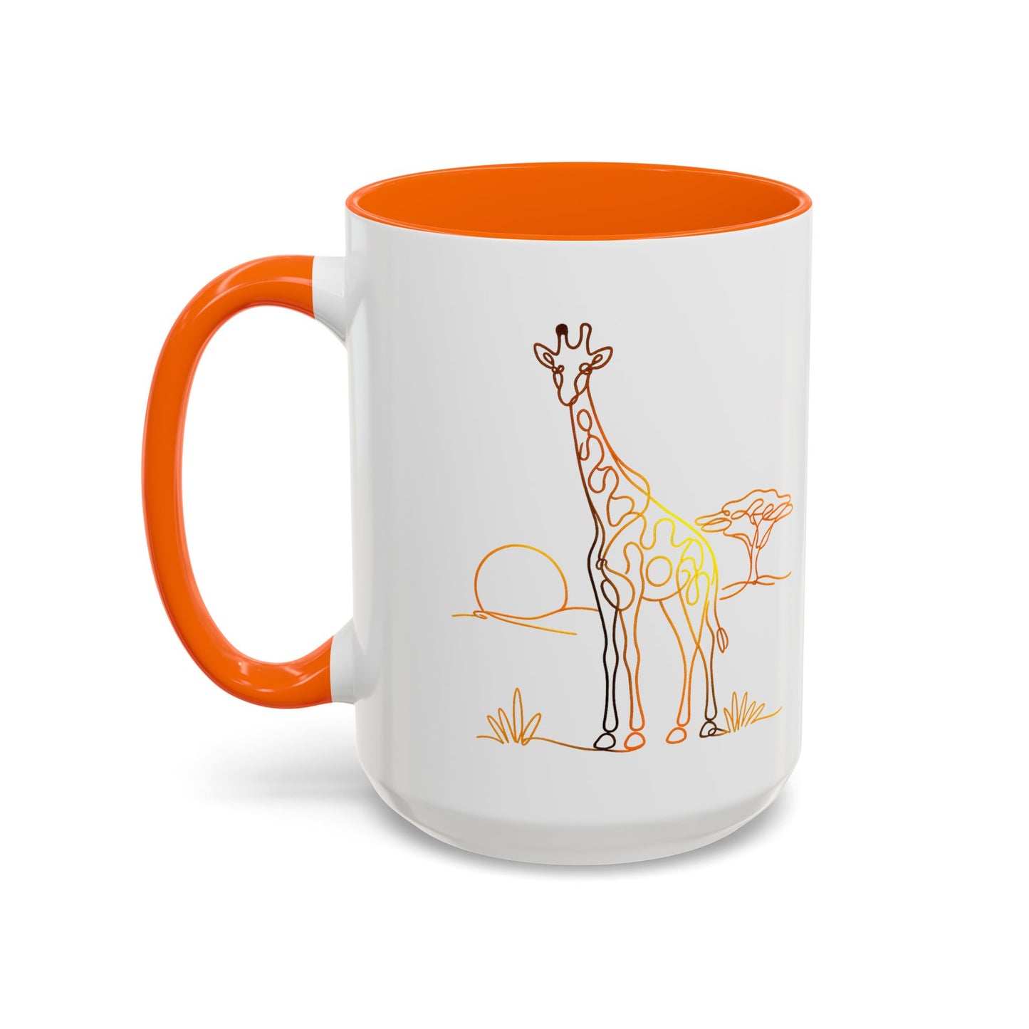 Safari Sunrise Coffee Mug — Minimal Line Giraffe Design (11/15oz)