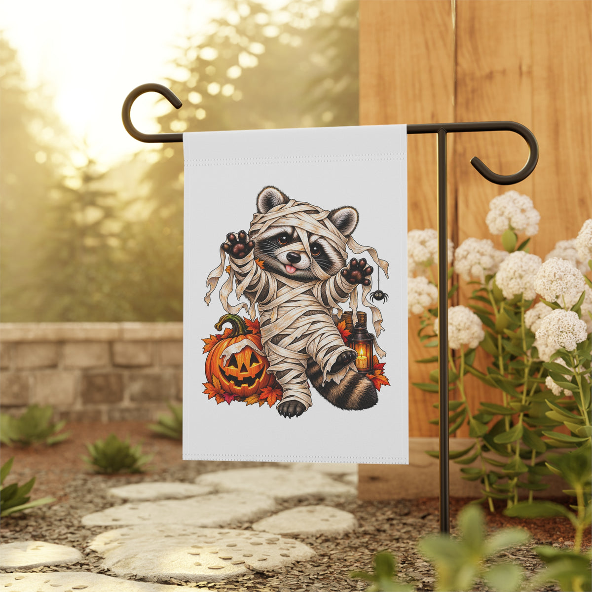 Halloween Mummy Raccoon Garden Flag