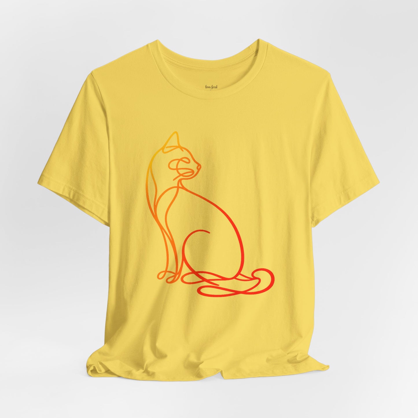 Colorful Line-Work Sitting Cat T-Shirt