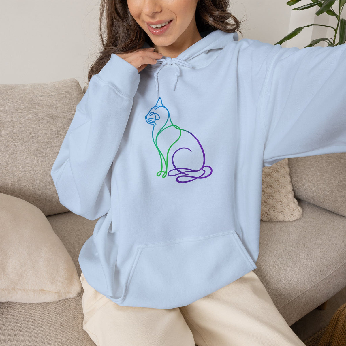 Northern Lights Cat Hooded Sweatshirt