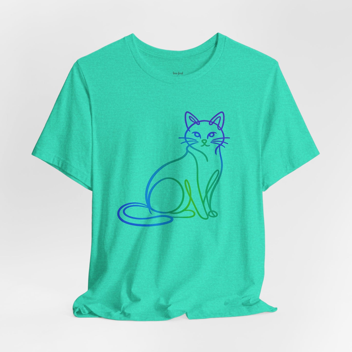 Colorful Line-Work Sitting Cat T-Shirt