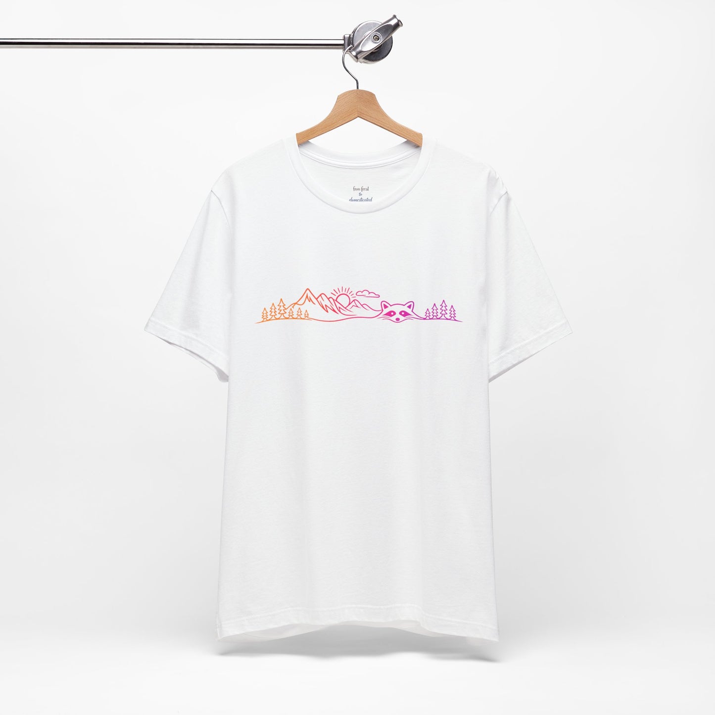 Raccoon Tee — Minimal Line Raccoon Scenic Graphic T-Shirt