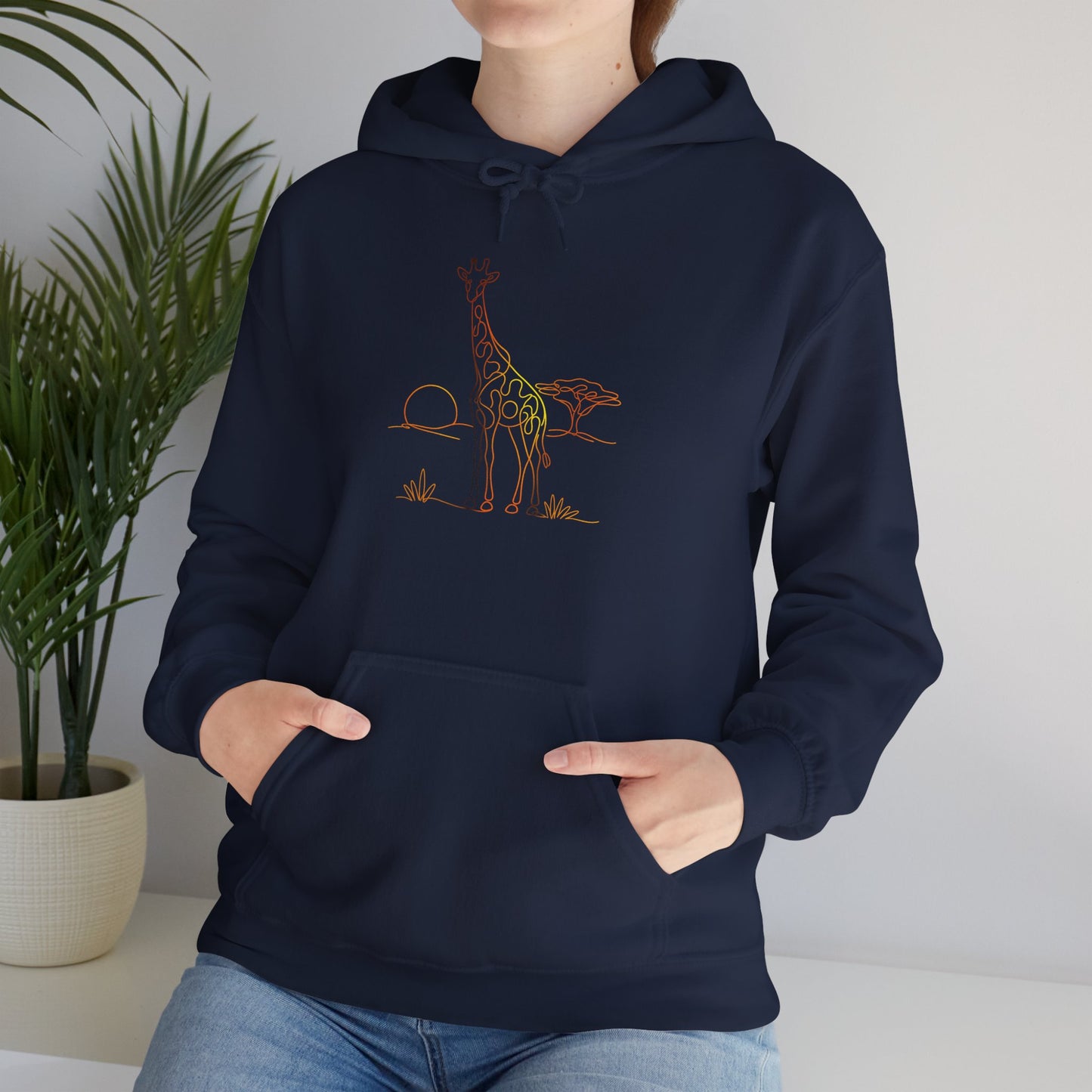 Giraffe Line Art Hoodie – Minimal Safari Illustration